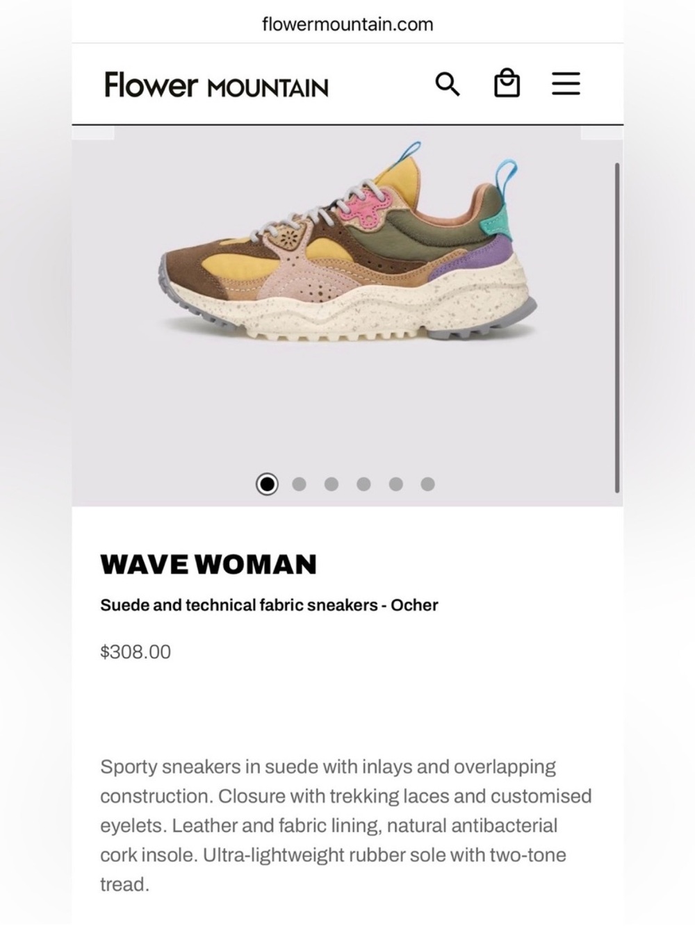 Flower Mountain Wave Woman Sneakers Brown Ochre - Picture 2 of 16